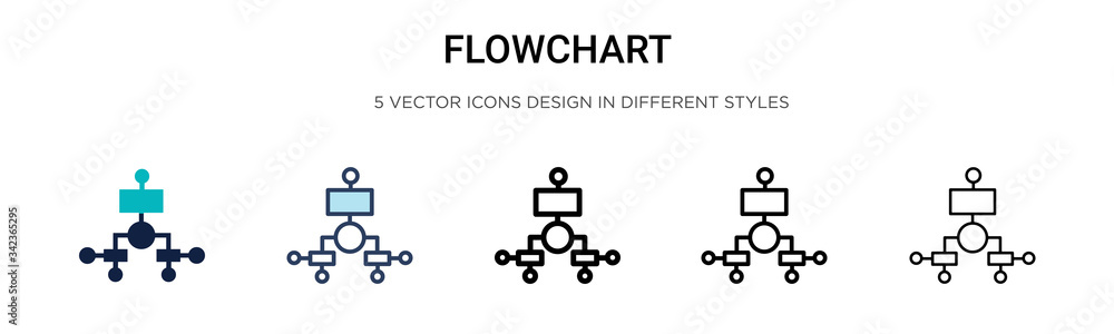 Poster flowchart icon in filled, thin line, outline and stroke style. vector illustration of two colored an
