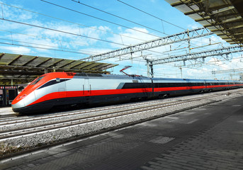 high-speed train at the railway station