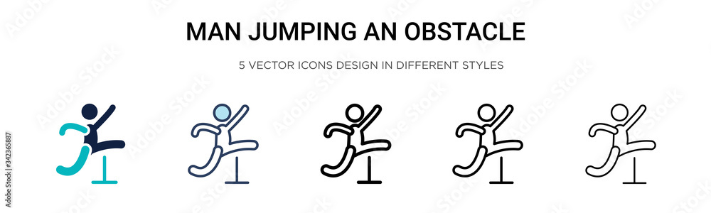 Aufkleber man jumping an obstacle icon in filled, thin line, outline and stroke style. vector illustration of 