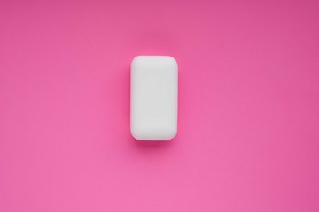 White soap on pink