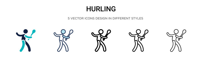 Fototapeta na wymiar Hurling icon in filled, thin line, outline and stroke style. Vector illustration of two colored and black hurling vector icons designs can be used for mobile, ui, web