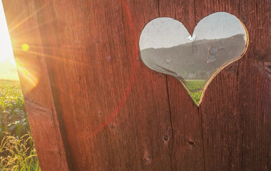 Wooden door with heart 