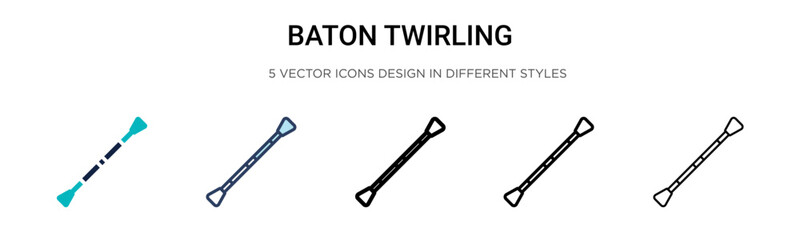 Obraz premium Baton twirling icon in filled, thin line, outline and stroke style. Vector illustration of two colored and black baton twirling vector icons designs can be used for mobile, ui, web