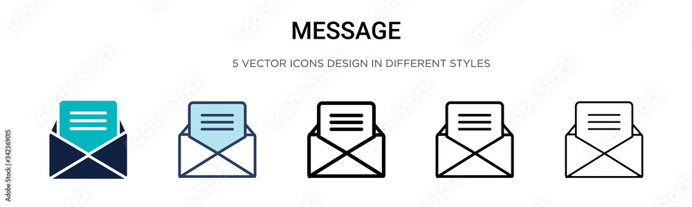 Aufkleber message icon in filled, thin line, outline and stroke style. vector illustration of two colored and 