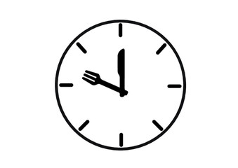clock isolated on white background. lunch time