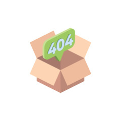 Obraz premium Box 404 page. Vector 3d isometric, color web icon, new flat style. Creative illustration design, isolated graphic idea for infographics.