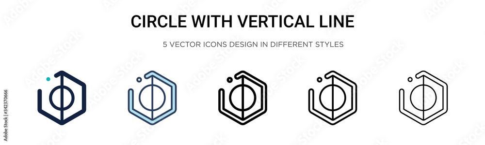 Poster circle with vertical line sign icon in filled, thin line, outline and stroke style. vector illustrat