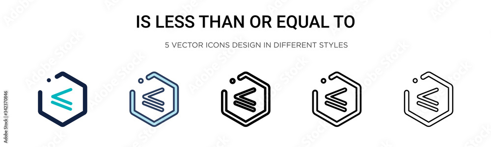 Poster is less than or equal to symbol icon in filled, thin line, outline and stroke style. vector illustra