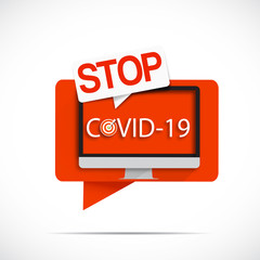 bull écran : stop covid-19. covid
