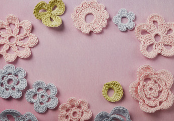 Crocheted collar with butterflies. Crochet. Handmade, knitting. Bright colors - red, yellow, pink, orange. Crafts and Hobbies for women. Crocheted accessory. Cotton. Openwork knitting, knitting scheme