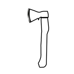 Image of an ax. Silhouette of an ax on a white background.