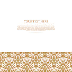 Vector decorative retro greeting card or invitation design. Exquisite rich and solemn Arabic pattern, stylish, elegant and modern interpretation of Islamic motifs.