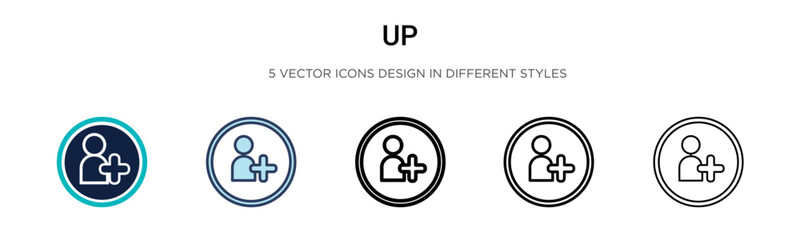 Up sign icon in filled, thin line, outline and stroke style. Vector illustration of two colored and black up sign vector icons designs can be used for mobile, ui, web