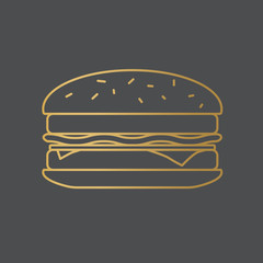 golden burger icon- vector illustration