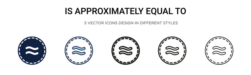 Is approximately equal to icon in filled, thin line, outline and stroke style. Vector illustration of two colored and black is approximately equal to vector icons designs 