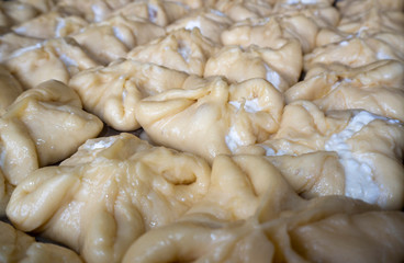 Dumplings prepared for frying for Easter