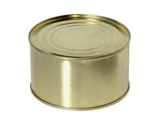Blank Metal canned food tin isolated on a white background.