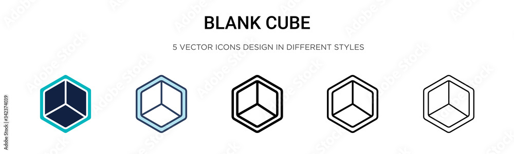 Poster blank cube icon in filled, thin line, outline and stroke style. vector illustration of two colored a