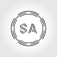 Initial SA Logo Design Creative Typography Vector Template. Digital Abstract Letter SA Logo Vector Illustration