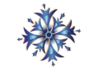 stilisiertes Kornblumen Amulett in Blau und Gold