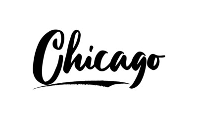 Chicago Calligraphy Black Color Text On White Background