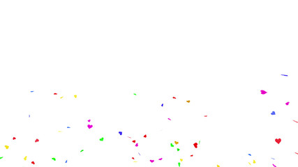 Colorful Confetti Heart Particle Holiday Party 3D illustration background.