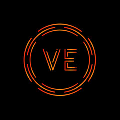 Creative Letter VE Logo Creative Typography Vector Template. Digital Abstract Letter VE Logo Design.