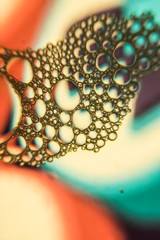 Bubble texture background. Big foam bubbles pattern. Blue ornament of soap spheres.