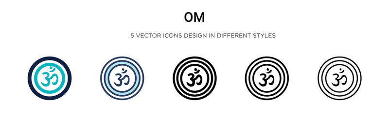 Om icon in filled, thin line, outline and stroke style. Vector illustration of two colored and black om vector icons designs can be used for mobile, ui, web - obrazy, fototapety, plakaty