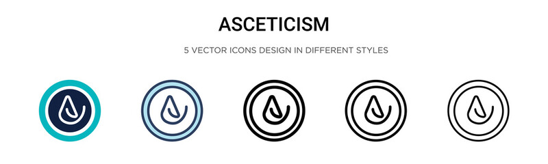 Asceticism icon in filled, thin line, outline and stroke style. Vector illustration of two colored and black asceticism vector icons designs can be used for mobile, ui, web