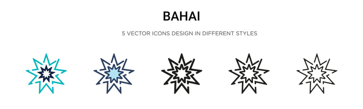 Bahai icon in filled, thin line, outline and stroke style. Vector illustration of two colored and black bahai vector icons designs can be used for mobile, ui, web