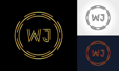 Creative Letter WJ Logo Creative Typography Vector Template. Abstract Circle Letter WJ Logo Design.