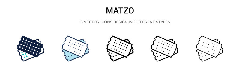 Matzo icon in filled, thin line, outline and stroke style. Vector illustration of two colored and black matzo vector icons designs can be used for mobile, ui, web