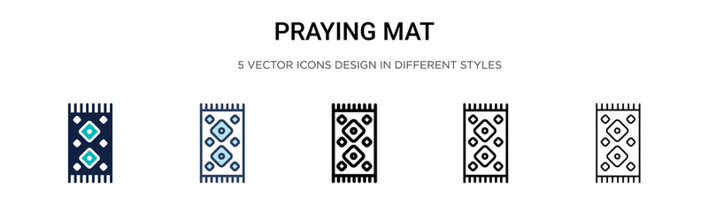 Praying mat icon in filled, thin line, outline and stroke style. Vector illustration of two colored and black praying mat vector icons designs can be used for mobile, ui, web