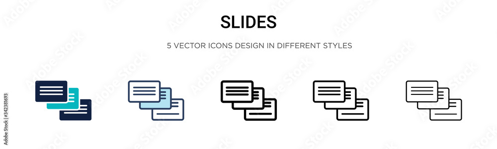 Poster slides icon in filled, thin line, outline and stroke style. vector illustration of two colored and b