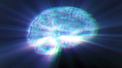 Modern abstract glitch brain. Artificial intelligence concept. Modern design. Abstract digital human brain. Modern art. 4k - Powered by Adobe