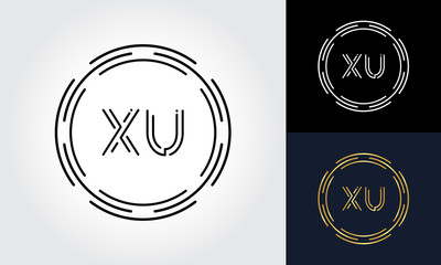 Initial XU letter Logo Design vector Template. Abstract Circle Letter XU Logo Design.
