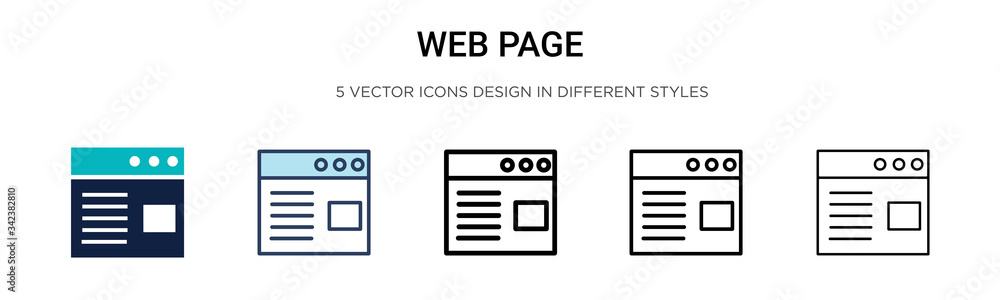 Aufkleber web page icon in filled, thin line, outline and stroke style. vector illustration of two colored and