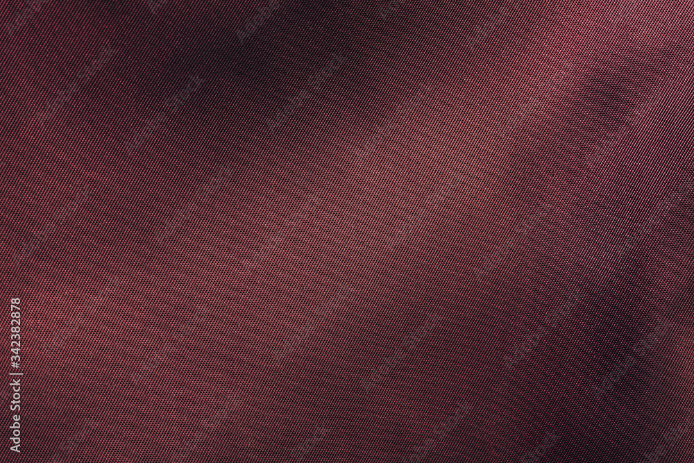 Poster Close up beautiful red textile cloth background with stitching. Macro photography background material view.
