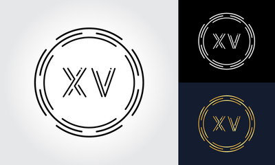 Initial XV letter Logo Design vector Template. Abstract Circle Letter XV Logo Design.
