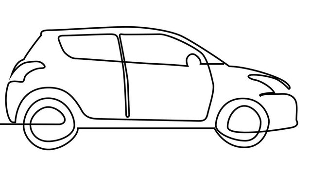 one line continuous drawing car