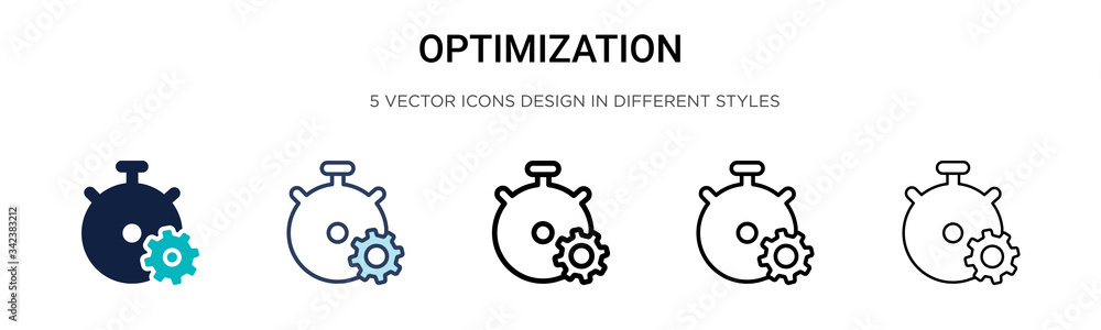 Poster optimization icon in filled, thin line, outline and stroke style. vector illustration of two colored