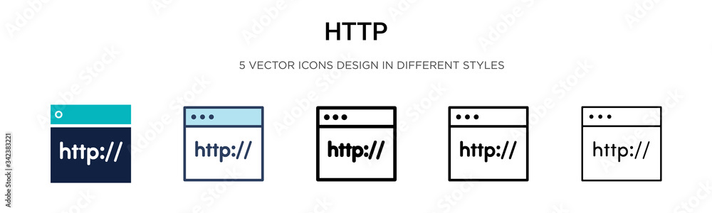 Aufkleber http icon in filled, thin line, outline and stroke style. vector illustration of two colored and bla