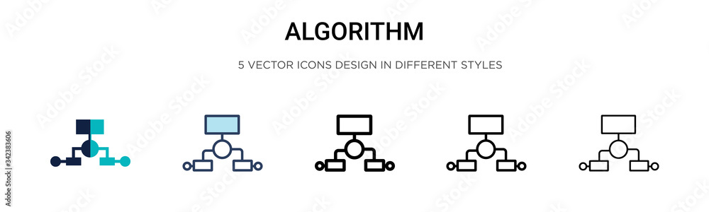 Poster algorithm icon in filled, thin line, outline and stroke style. vector illustration of two colored an