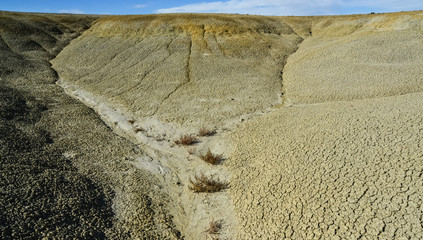 Fototapeta na wymiar Weird sandstone formations created by erosion at Ah-Shi-Sle-Pah Wilderness Study Area in San Juan County near the city of Farmington, New Mexico.