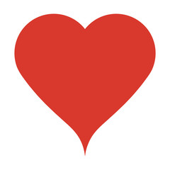 Red heart icon, heart shape isolated on a white background.