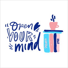 Inspirational hand lettering quote about education. Modern poster design