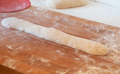 Raw homemade bread without baking