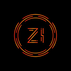 Initial ZI Logo Design Vector Template. Digital Circle Letter ZI Business Logo Vector Illustration