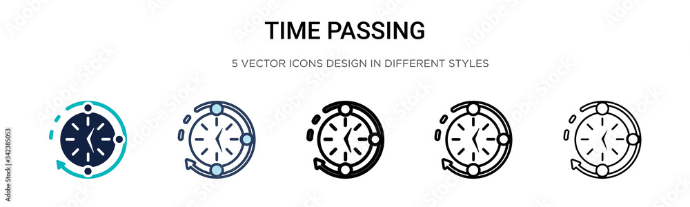 Poster time passing icon in filled, thin line, outline and stroke style. vector illustration of two colored